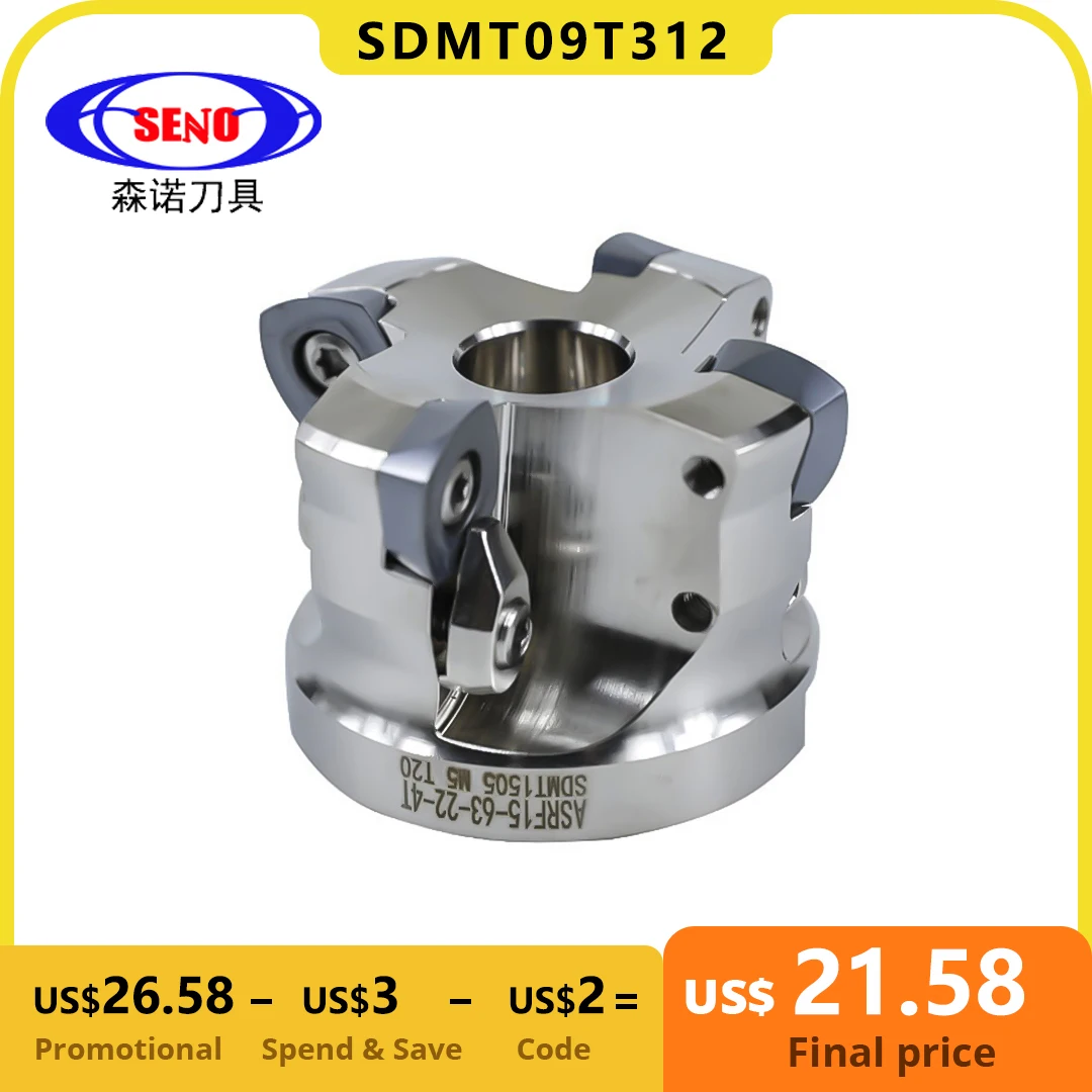 SENO Milling Cutter SDMT09T312 SDMT120412 SDMT120512 YBG302 Milling Cutter Tool Insert SDMT09 for Medium Cut To Roughing