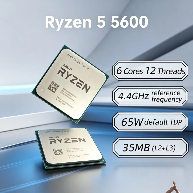 AMD Stable Running AMD R5 5600 AM4 CPU 3.5GHz 6 Core 12 Thread Original Chip For Long-term Server & Workstation