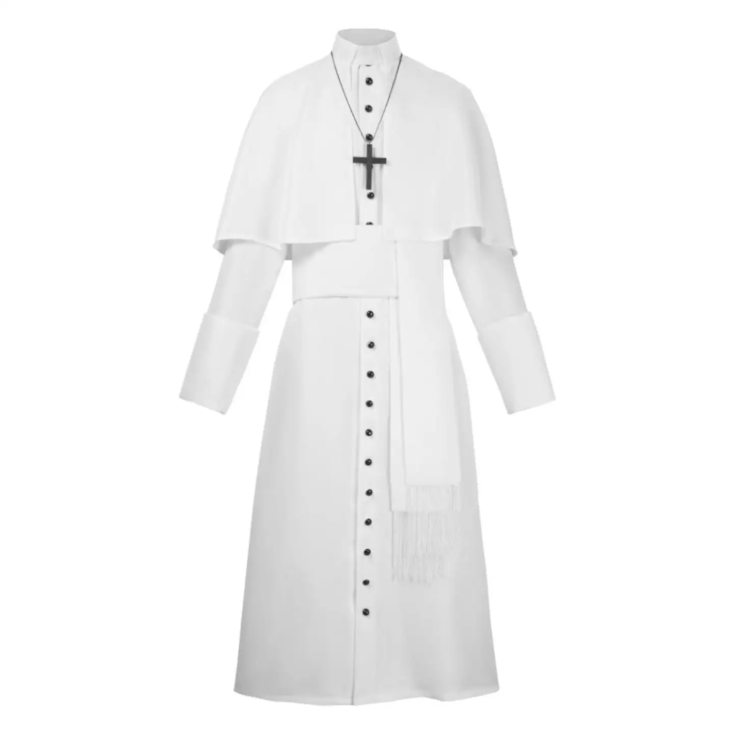 Halloween Medieval Priest Cosplay Costume Pure Color Retro Long Robe Stage Costume Women's Ethnic Wear Summer New Arrival
