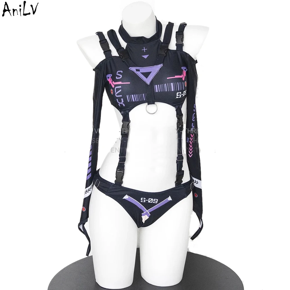 AniLV Punk Cyber Future Technology Mechanical Jumpsuit Game Clothes Cosplay Secret Agent Bodysuit Costume