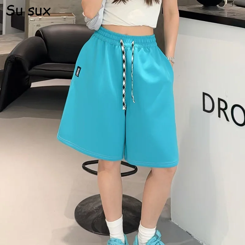 

2026 Summer Solid Oversized High Waist Half Pant Woman Sweatpants Japanese Korean Fashion Quick-drying Pants Hip124cm Sportpants
