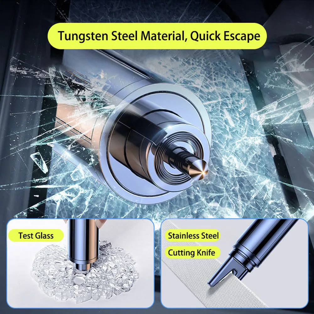 2-in-1 Auto Emergency Escape Rescue Tool Kit Multifunction Metal Seat Belt Cutter & Window Glass Breaker Car Safety Life Hammer