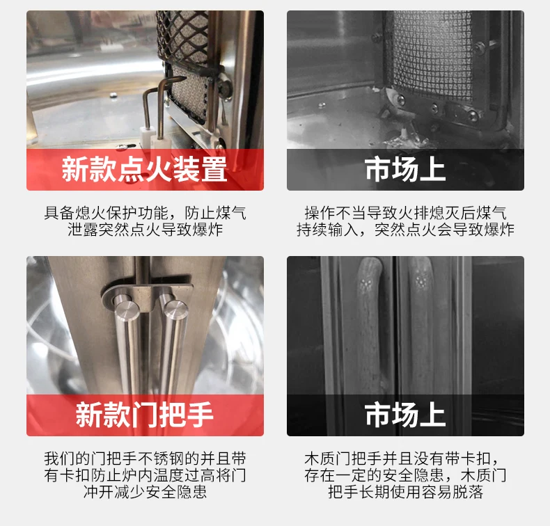 Commercial Gas Multi-Functional Automatic Rotating Chicken Grill Charcoal Oven Five-Spice Pork Grill