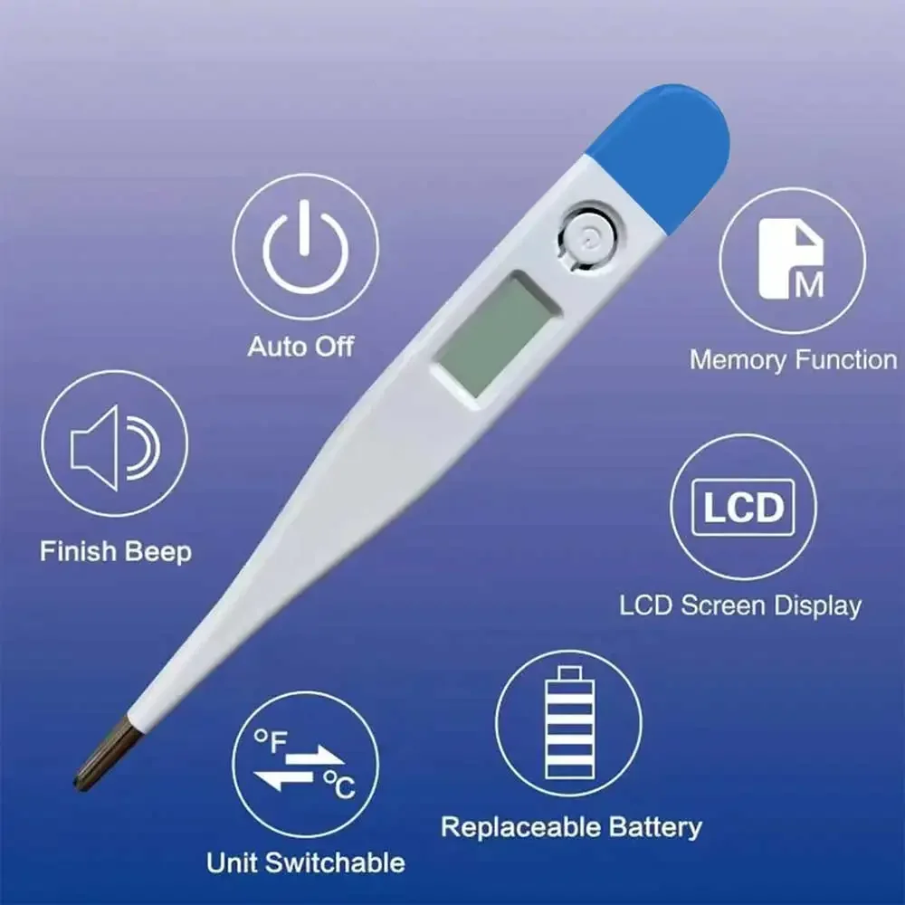 Termômetro de medição de calor de alta precisão, para febre, corpo basal digital, axila oral ou retal, display lcd eletrônico inteligente, 1 peça