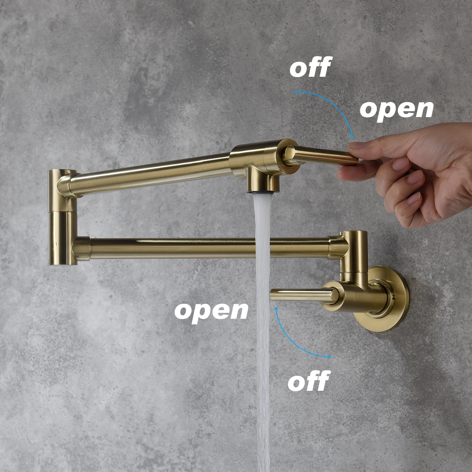 brass Pot Filler Wall Mount Filler Faucet Wall Mount Folding Faucet Handle with Double Joint Swing Arms Commercial Kitchen