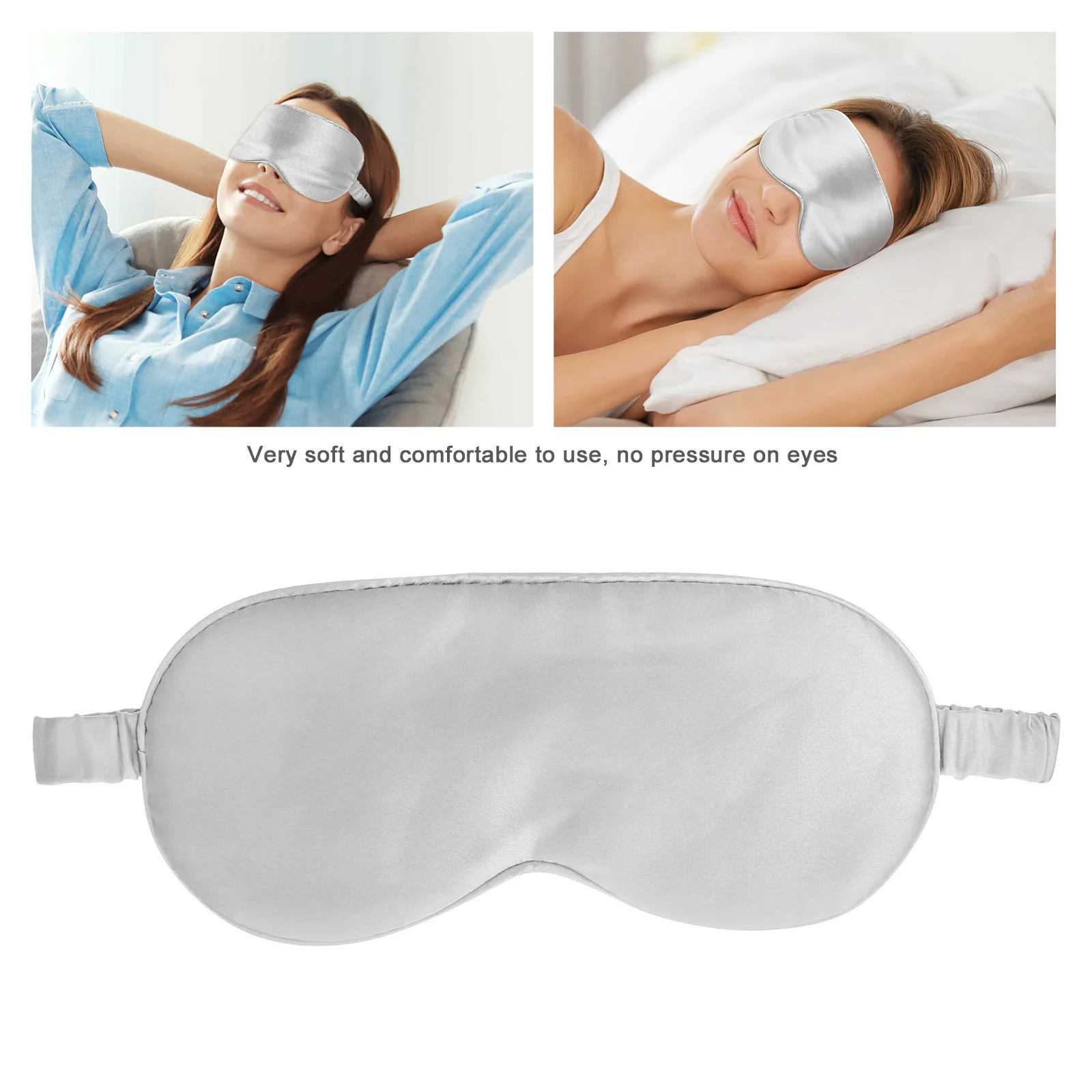 

Silk Eye Mask Natural Silk Sleeping Eyeshade For Travel Home Night Use Light Blocking Blindfold Adjustable Strap Makeup