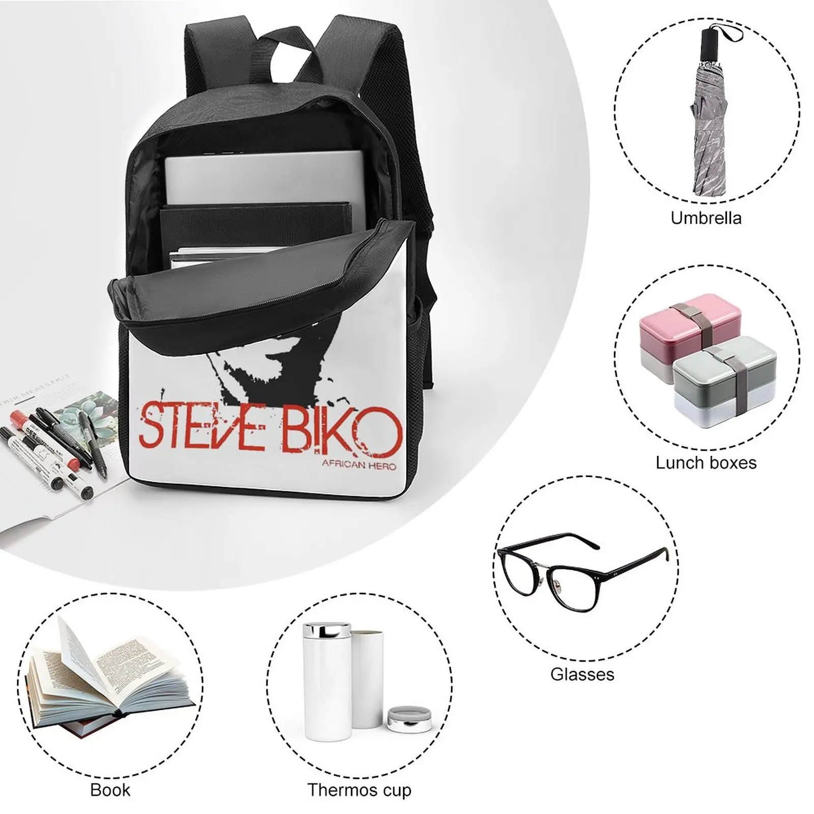 Mochila 3 en 1 para el almuerzo, bolsa para bolígrafos de 17 pulgadas, Steve biko-agrian, duradera, novedad, rollo de Manta para actividades deportivas