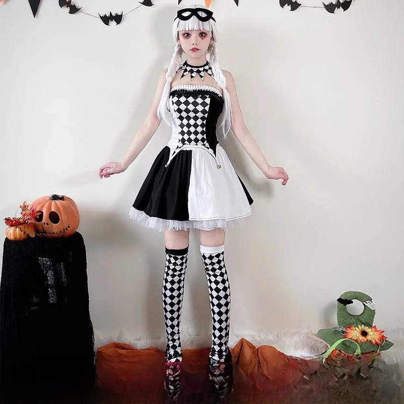 

2024 loween Costume Circus Performance Clown Role-plang Performance Outfit Women's Ethnic Stage Clothing Traditional Hanfu