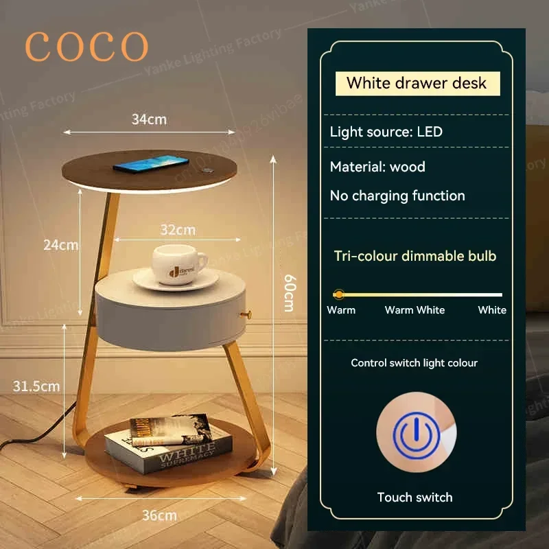 Nordic simple Bedroom LED Floor Lamp with Shelf Perfect Living Room Bedside Coffee Table Lighting Modern Design Home Storage