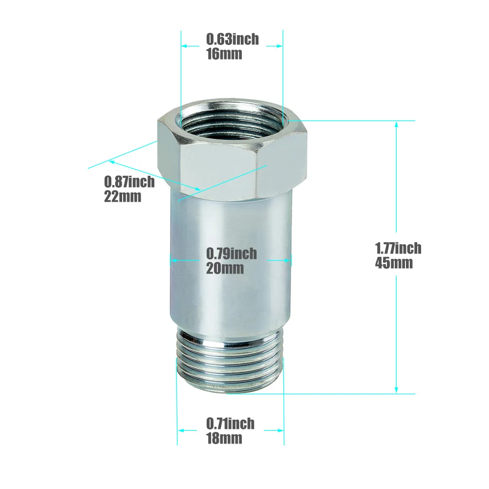 Extensor de Sensor de oxígeno M18X1.5, 10 piezas, espaciador de Sensor de oxígeno, CEL Fix, verificación, eliminador de luz del motor, convertidor