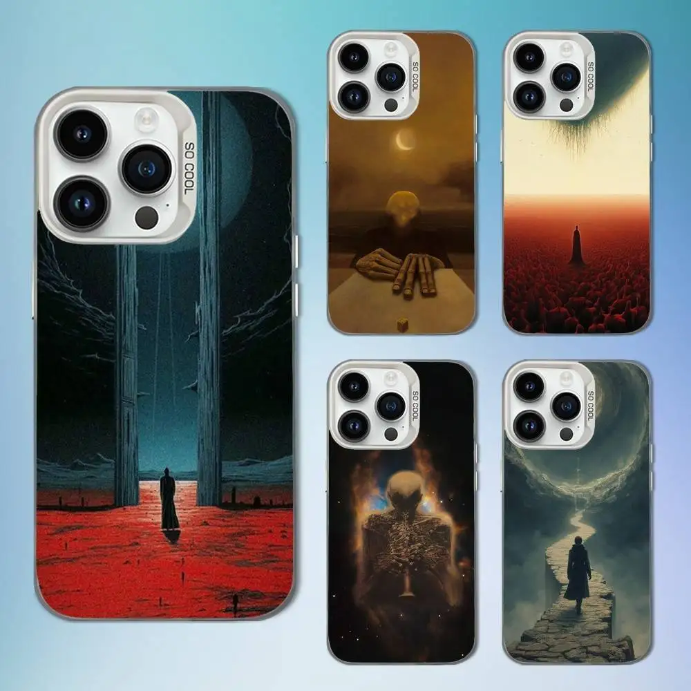 

Z-Zdzislaw B-Beksinski Art Phone Case For iPhone 16,15,14,13,12,11,Mini,XS,Pro,SE,MAX White Matte Shockproof Cover