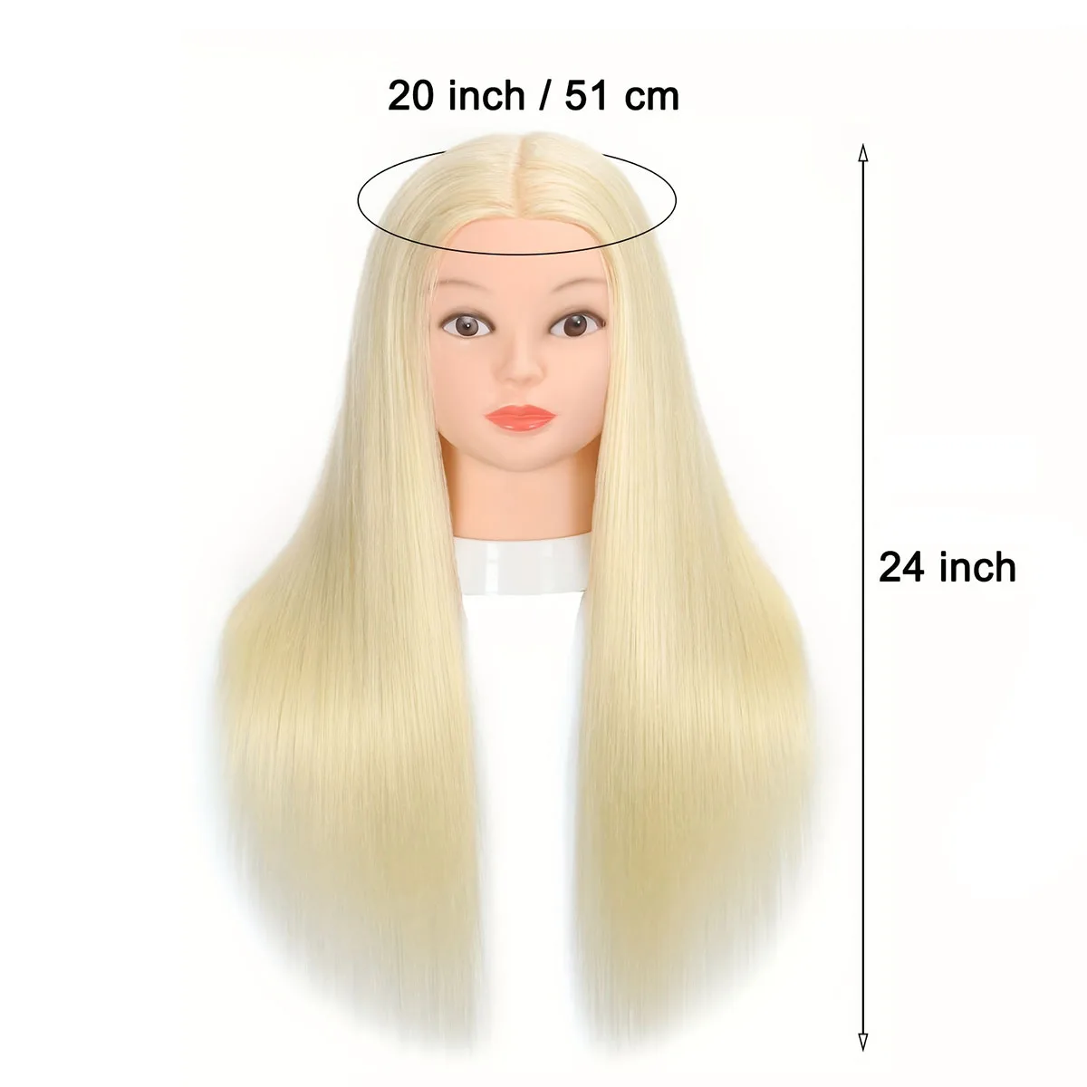 Blonde 80% Human Hair Cosmetology Mannequin Head With Adjustable Clamp Stand Doll Head With Hair Suit For Curling Straightening
