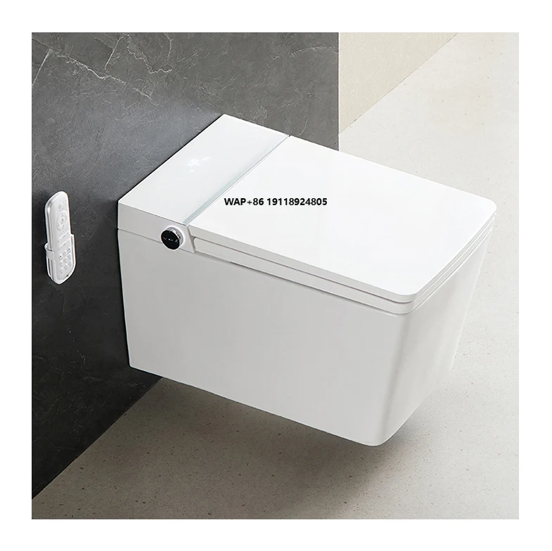 Fashion Sanitary Ware Color Smart Wc square Shape Ceramic Intelligent Bidet Wall Mounted Toilet Bowl Automatic Smart Toilet