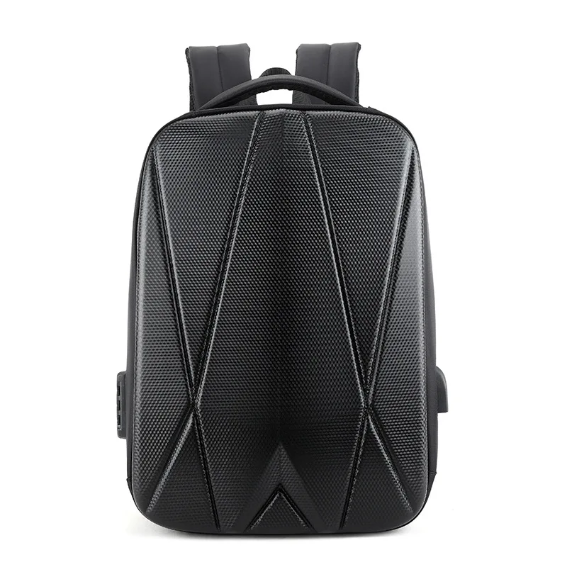 Fashion Hard Case Stereoscopic School Bag Men Large Capacity Password Lock Anti-theft Backpack Carbon Fibre Waterproof  Backpack