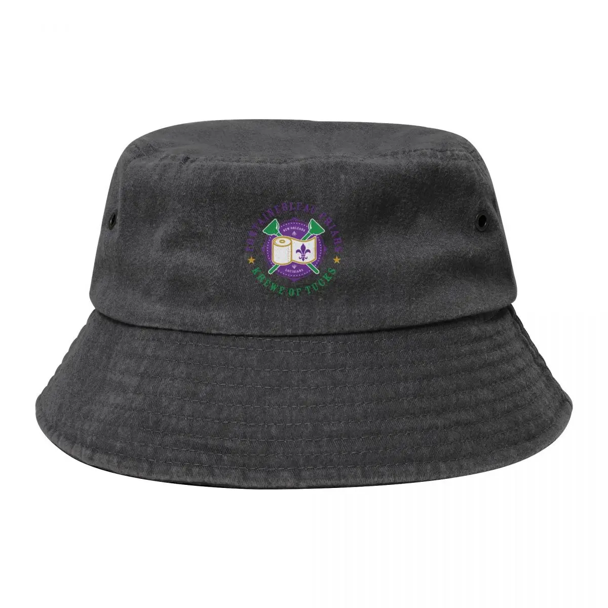 

FF Krewe of Tucks - 3 Color Logo Bucket Hat Vintage Snapback Cap Big Size Hat Baseball Men Women's