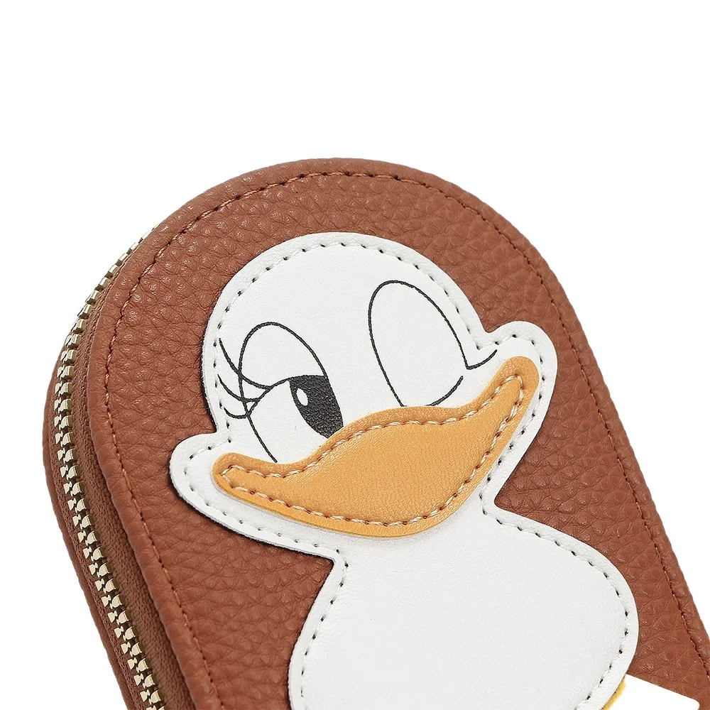 Bolso de tarjeta de pato bonito a la moda, tarjetero de PU de gran capacidad, monedero pequeño de alta calidad para mujer