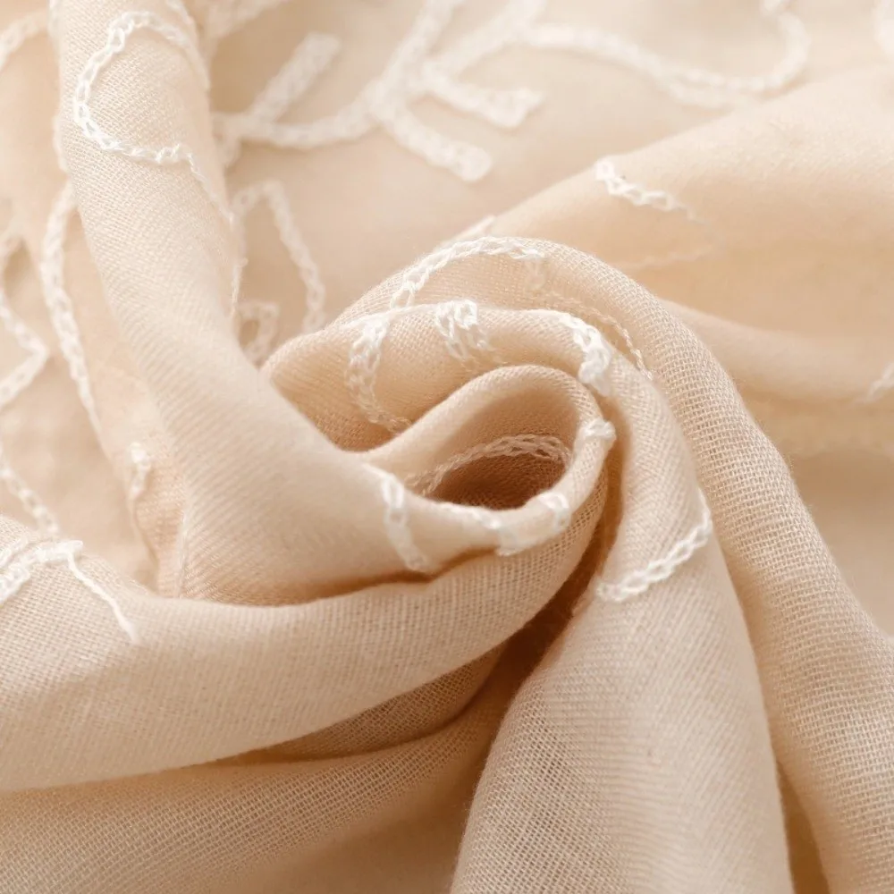 

Versatile Elegant Embroider Scarf Thin Plain Design Floral Scarf 180*90Cm Soft Female Headscarf for Women