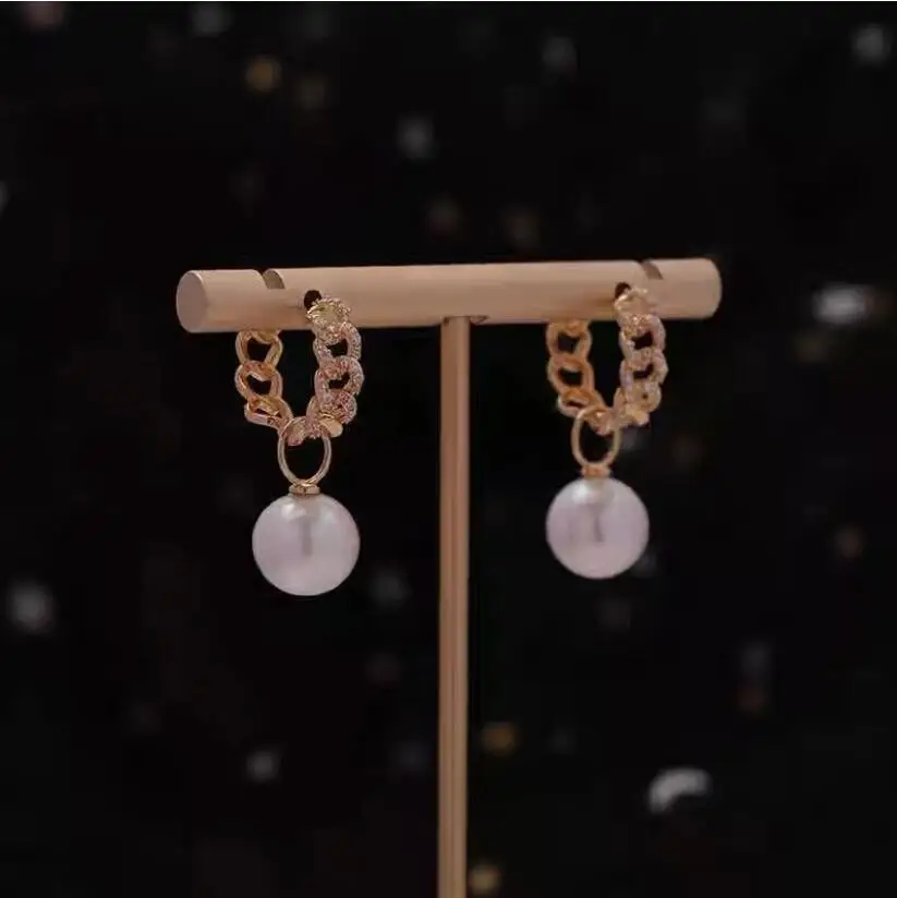 

charming pair of 9-10mm 10-11mm south sea round white pearl dangle earring 925s