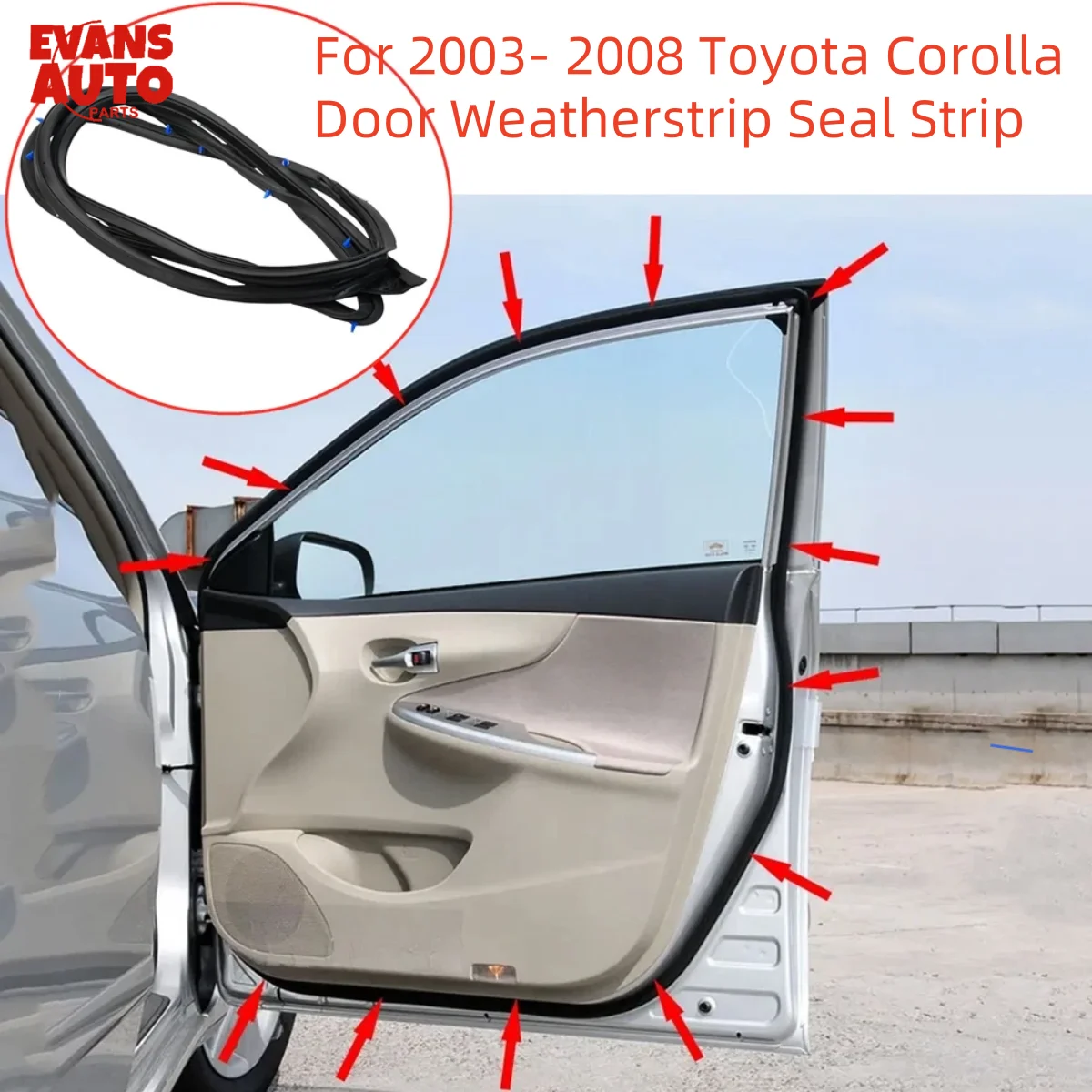 

4pcs RUBBER For 2003- 2008 Toyota Corolla Door Weatherstrip Seal Strip