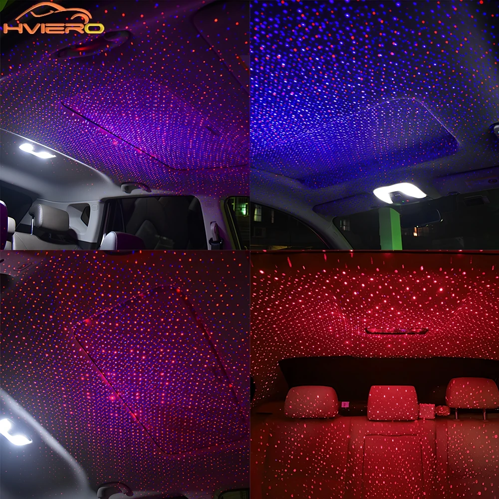Car Roof Star Lights Interior USB Mini LED Starry Sky Projector Auto Lamp Decoration Night Galaxy Laser Home Atmosphere Lantern