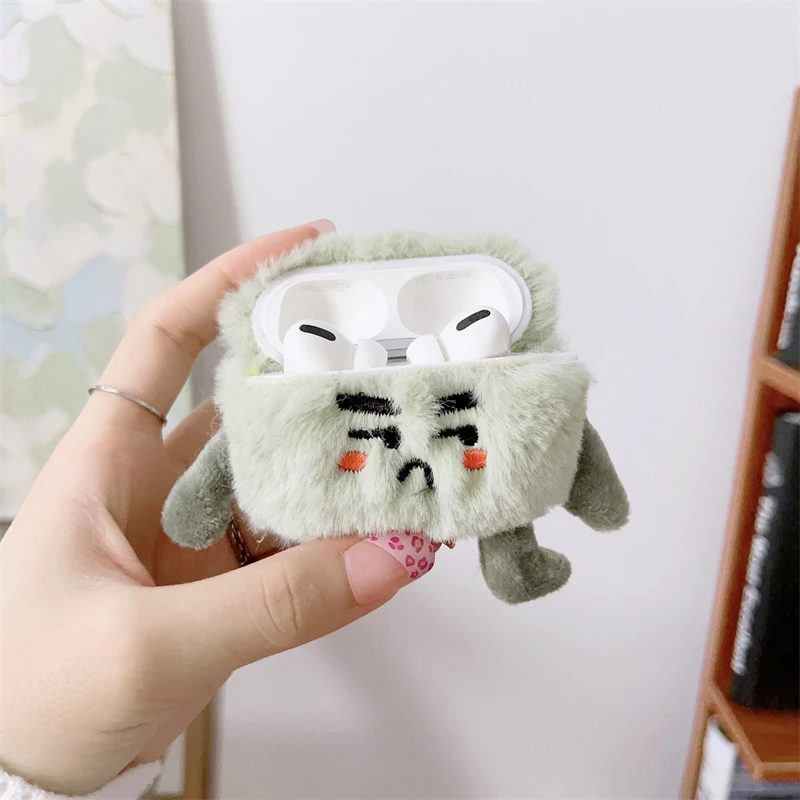 Cute Cartoon Fur Earphone Case for Airpods Pro 3 2 1 Air Pods Pro2 2nd 3rd Generation Funny Fluffy Plush Warm Women Girls Cover view 2