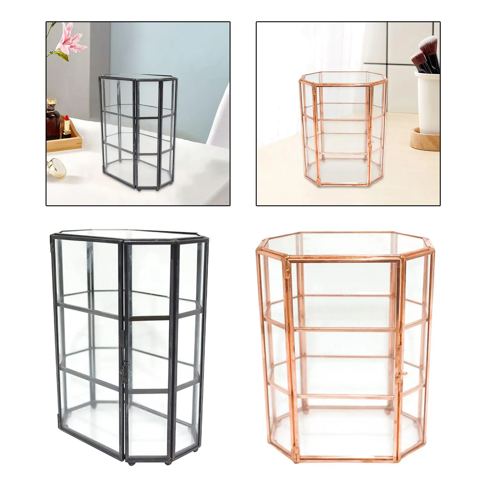 Clear Glass Jewelry Box Storage Home Decor Accent for Rings Earring Bracelet