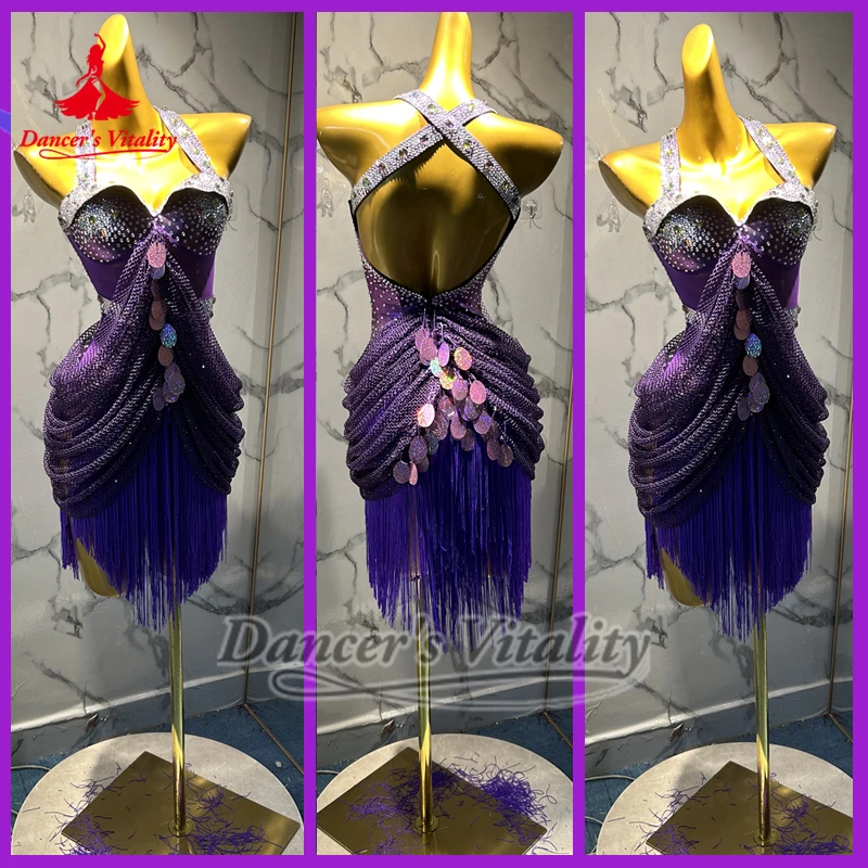 Blackpool Festival de baile profesional Latino Paillette borlas vestidos bailarina vitalidad adulto Samba Salsa ropa Sexy personalizar