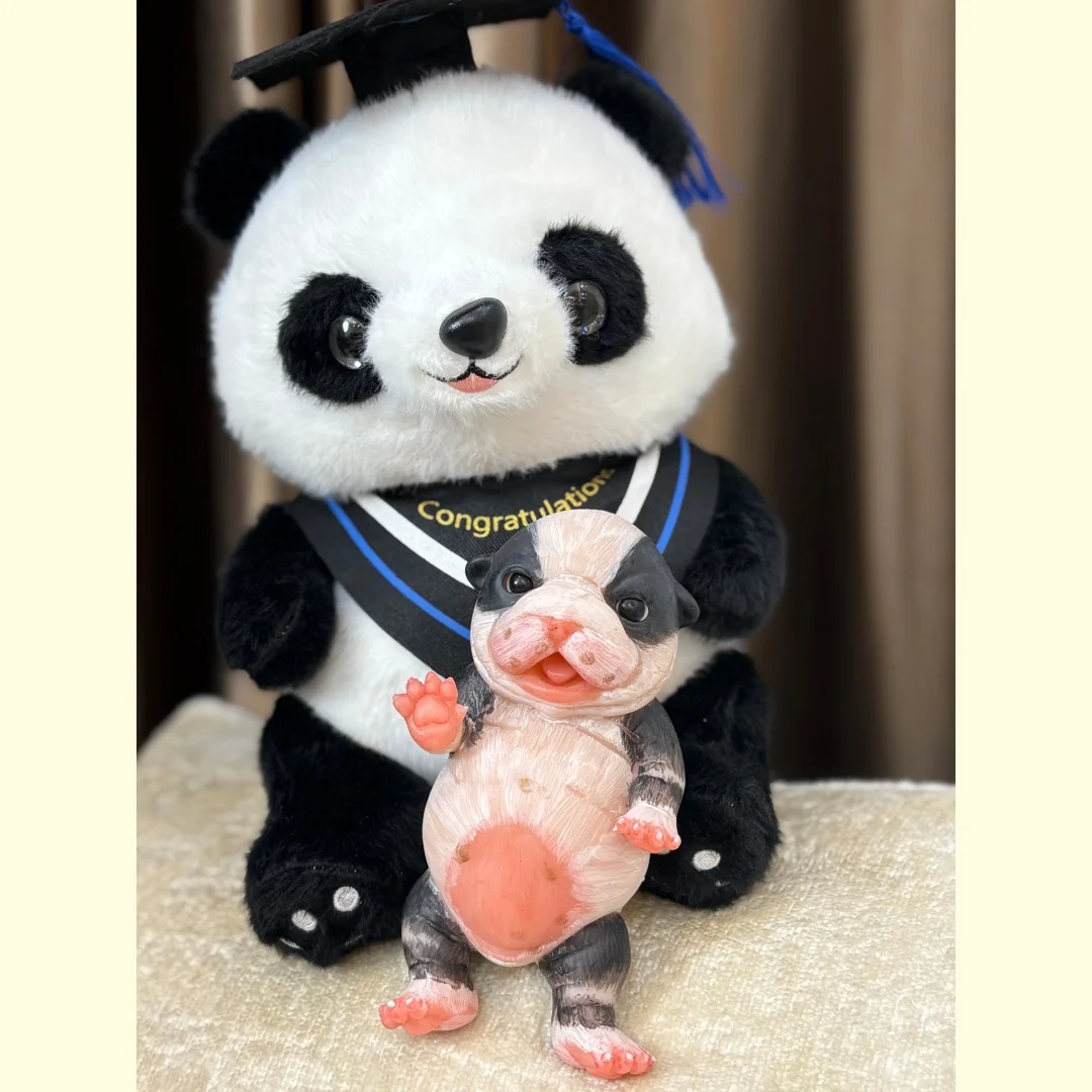 17cmミニシリコン犬人形、口が開く、3Dペイント、ソフトタッチ、キュートなベベリボーン犬人形、子供へのプレゼントに