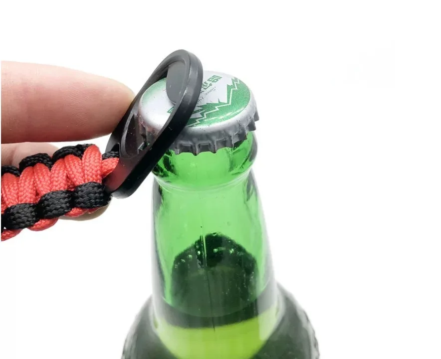 Metal Bottle Opener Accessories Paracord Keychain DIY Woven Pendant Beer Bottle Opener Keyring for Outdoor Camping Hiking