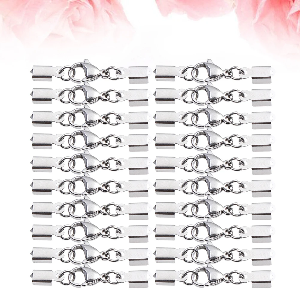 

50 Pcs Stainless Steel Rope Buckle Clip Necklaces Bag Key Ring Charms Bracelet Making Findings Jewelry Accessories Snap Hooks