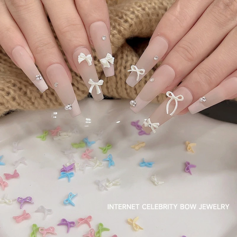 50/30/20 PC 3D มินิน่ารักโบว์เล็บ Charms ขนาดผสมริบบิ้นเรซิ่นสําหรับ Kawaii เล็บตกแต่งเล็บ DIY หัตถกรรมอุปกรณ์เสริม