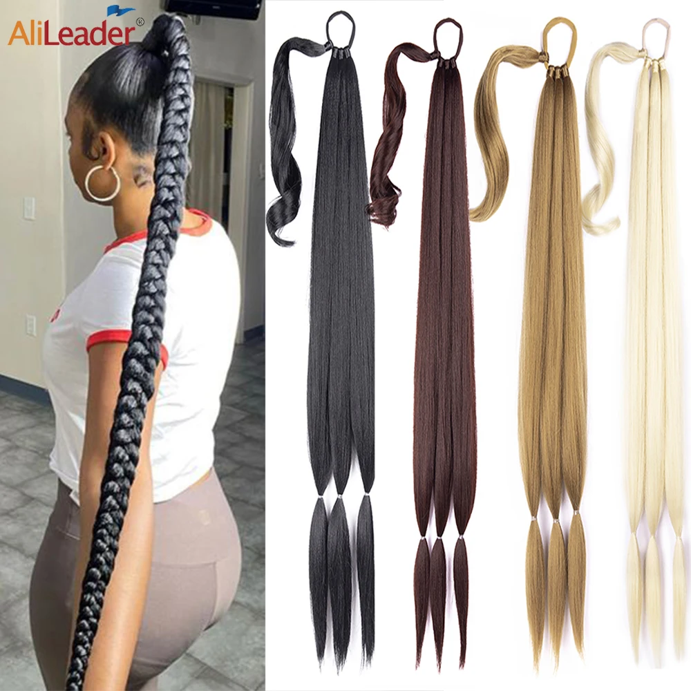 26 "34" sintético rabo de cavalo falso extensões de cabelo para diy fishtail trança trançada trança moda trançado extensão rabo de cavalo