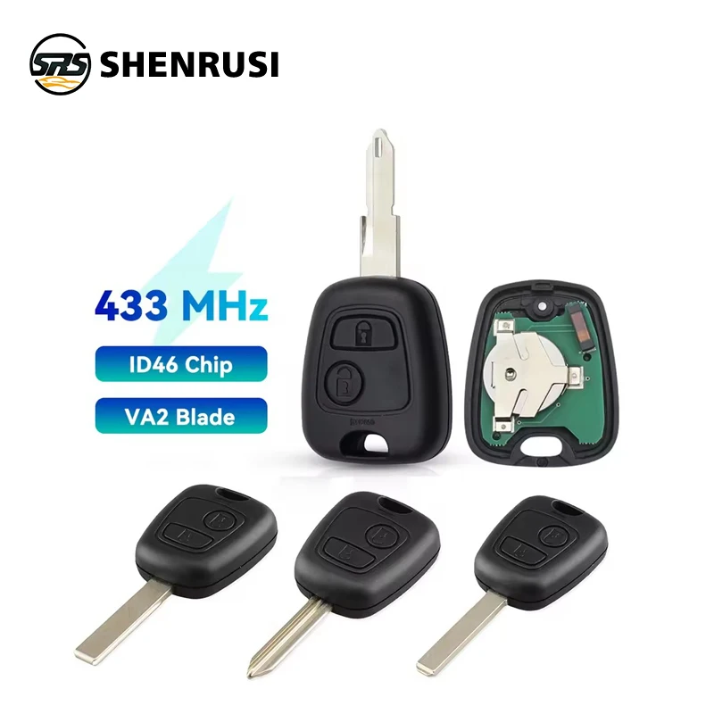 

SHENRUSI автомобильный дистанционный ключ 2 кнопки 433 МГц ID46 для Peugeot 106 107 206 306 307 207 407 Partner для Citroen C1C2C3C4 Saxo Picasso