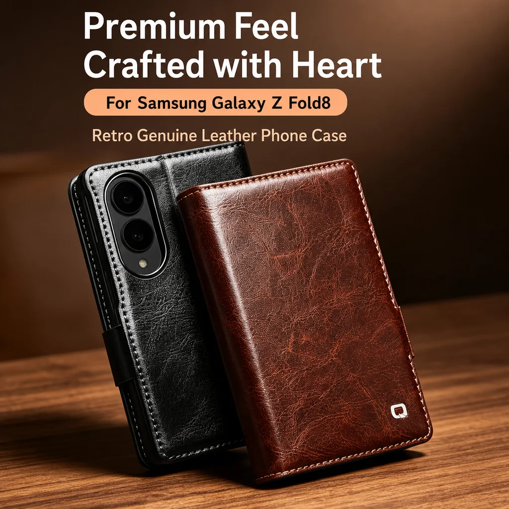 100% Genuine Leather Flip Case for Samsung Galaxy Z Fold8 Fold 8 Ultra Business Fashion Luxury with Card Slots Cover for Fold8