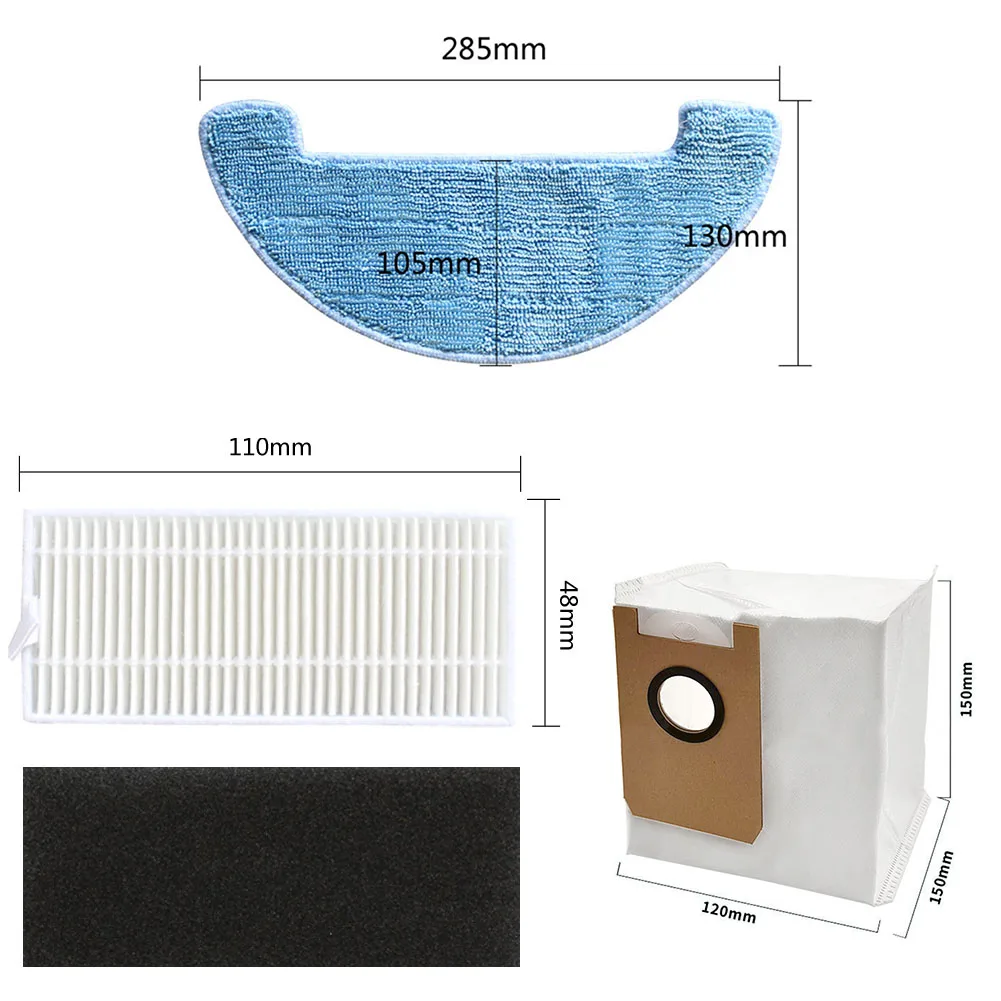 Main Brush Filter Mop Cloth Dust Bags Side Brushes Kit For Loorow AT800 Accessories 3-In-1 Robot Vacuum Cleaner Parts image 6