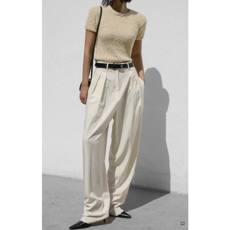 FKS @ Loose Thin Ice Silk Floor Sweeping Pants, High Waist Casual Pants, Luxury, Summer, New, 2024