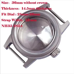 36mm Silver Frosted Watch Case Sapphire Glass Fit NH35 NH36 ETA2824 PT5000 Automatic Movement Watch Accessories Repair Tool