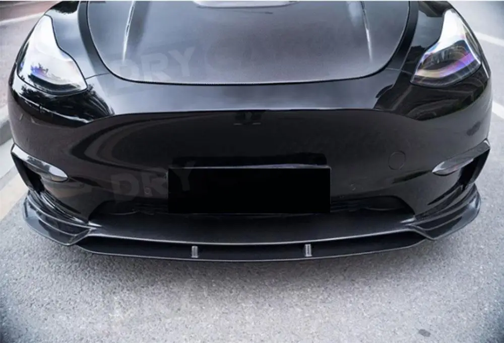 Carbon Fiber Front Bumper Lip Spoiler Diffuser Chin For Tesla Model Y FRP Front Bumper Chin Lip Spoiler BodyKit