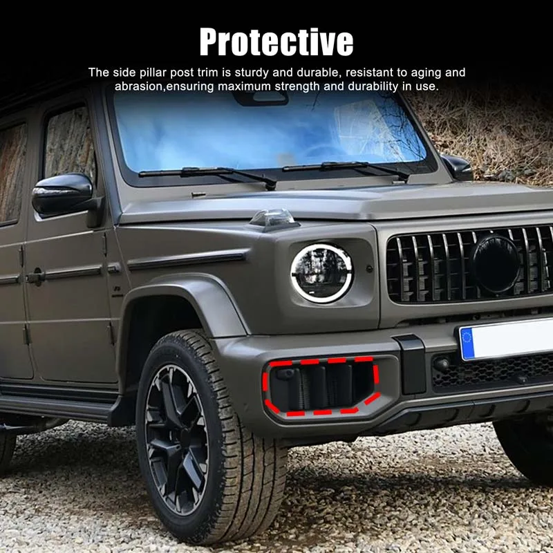 لمرسيدس بنز G-Class G63 2025 + ألياف الكربون الحقيقية سيارة المصد الأمامي الجانب مدخل الهواء مصبغة لاصقة تزيين اكسسوارات السيارات