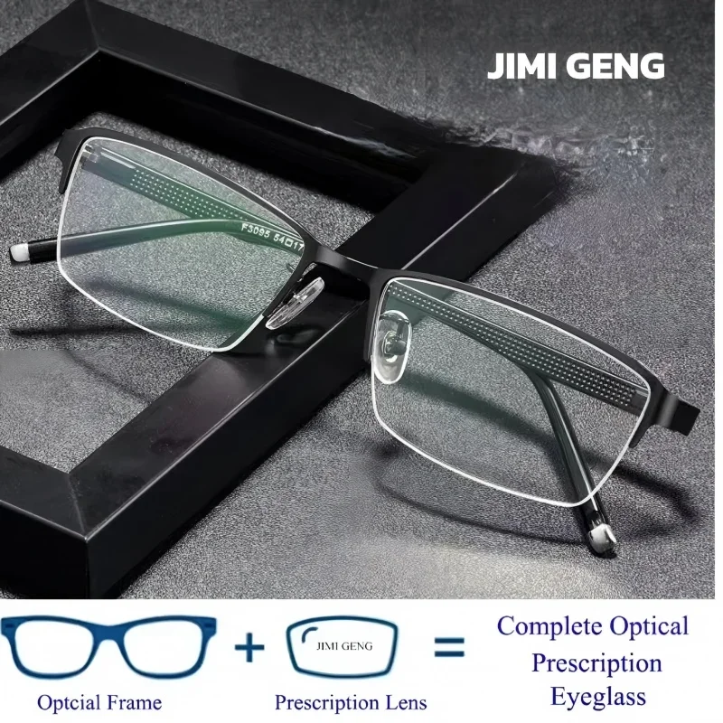 

Men's Casual Fashion Half Frame Glasses Frame Anti Blue Light Reading Approaching Prescription Glasses High end Comfort