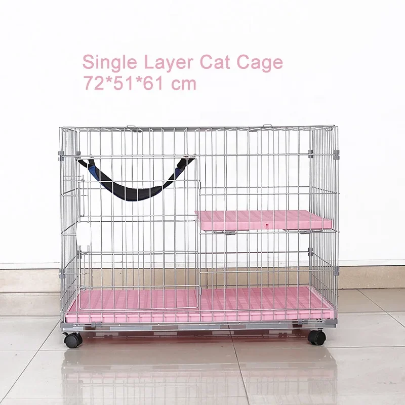 Luxury Villa Single-Layer Large Cat Cage with Solid Plastic and Snap Button Closure