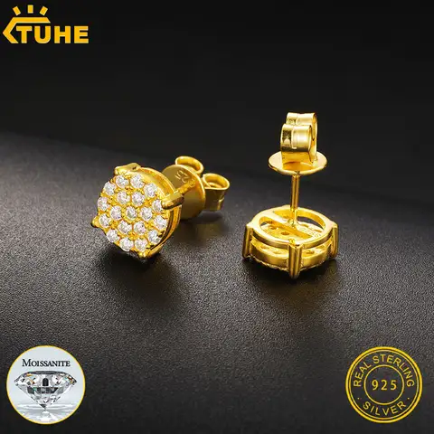 925 silver Moissanite Earrings TUHE Unisex Fine Jewelry VVS1 Moissanite Round Earrings For Women earrings silver 925 Jewelry Gifts