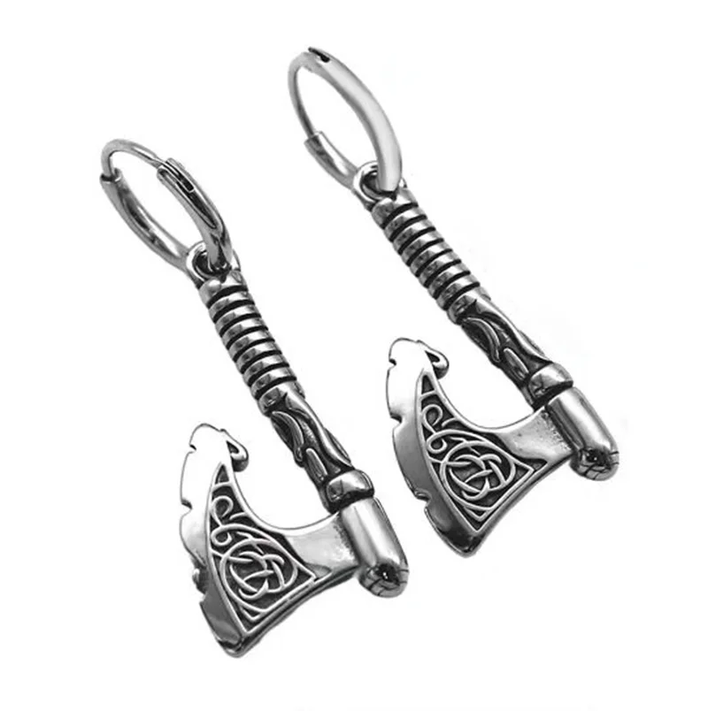 

Ретро серьги в скандинавском стиле Vikings Axe для мужчин и женщин, в стиле панк, в стиле хип-хоп, из нержавеющей стали, стандартные ювелирные изделия для ушей, скандинавиа