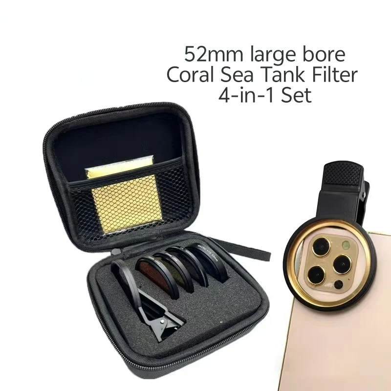 

52mm large aperture mobile phone coral tank filter four in one set aquarium lens fish tank mobile phone filter