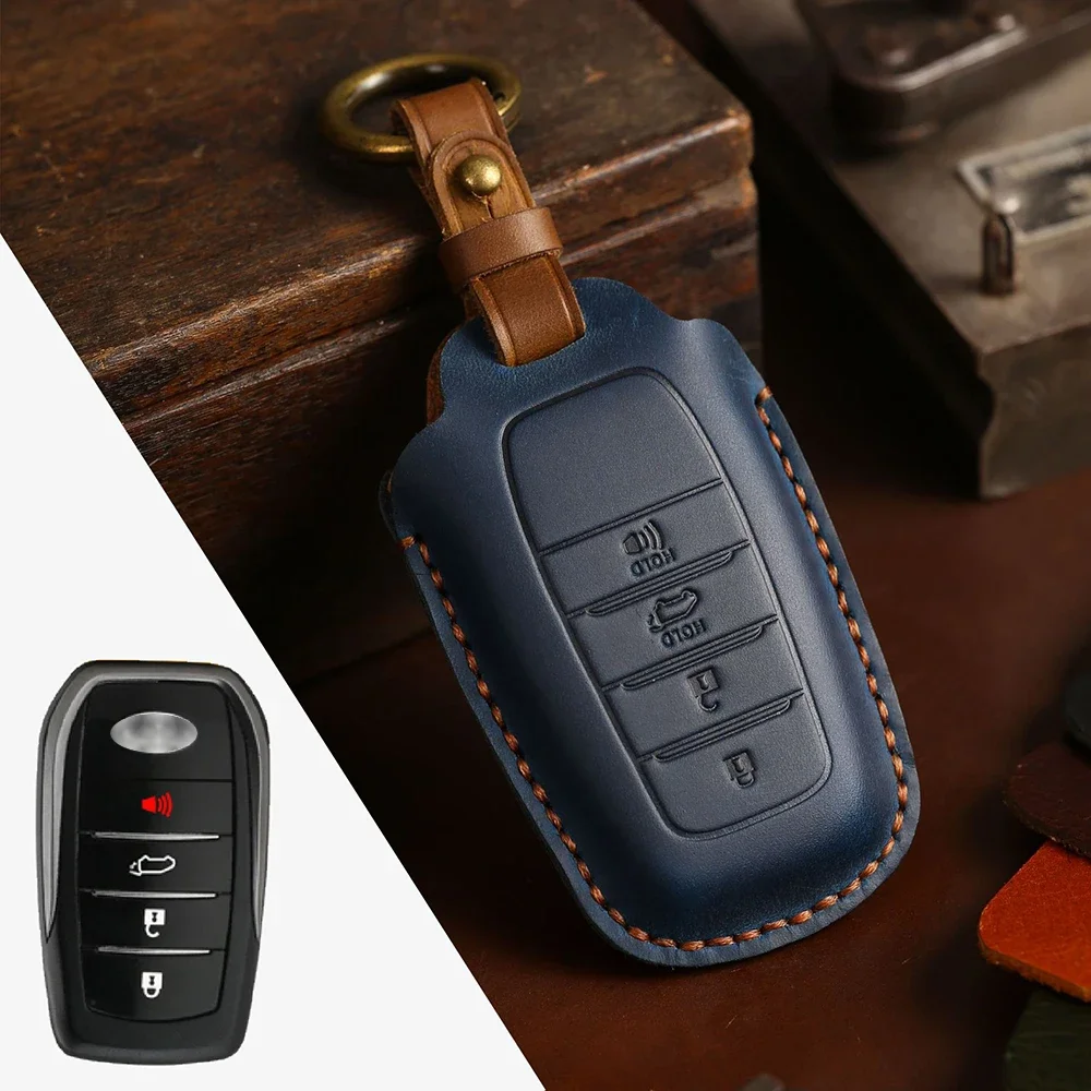 

1pc Genuine Leather Car Key Cover Case Shell For Toyota RAV4 Yaris C-HR Hilux Fortuner Land Cruiser Camry Coralla Crown Highland