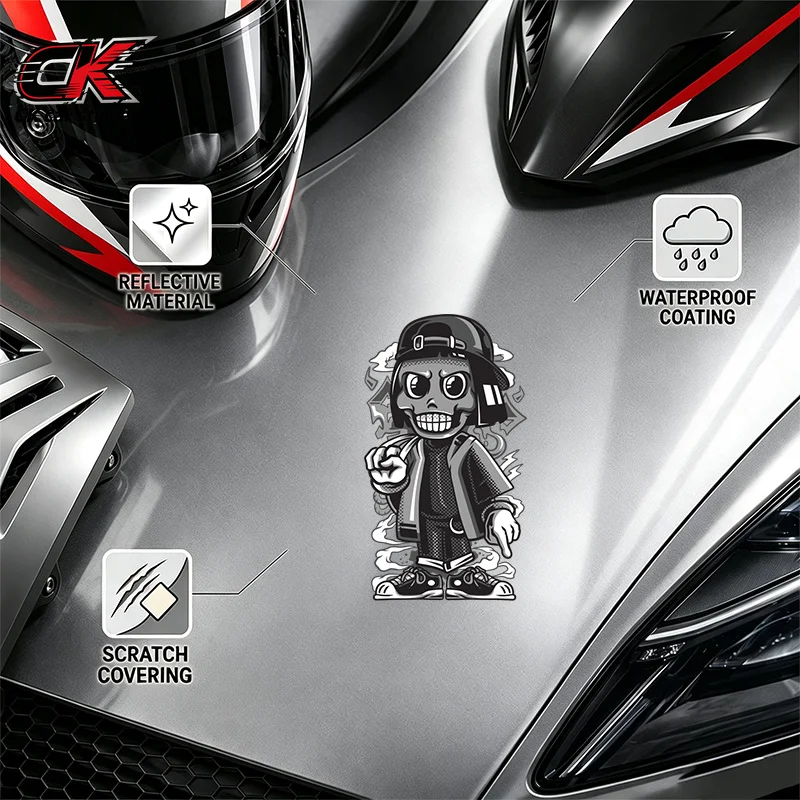 Creativity Car Vinyl DecalCartoon Skeleton Stickerfor Car Motorcycle Laptop Auto Body Decoration