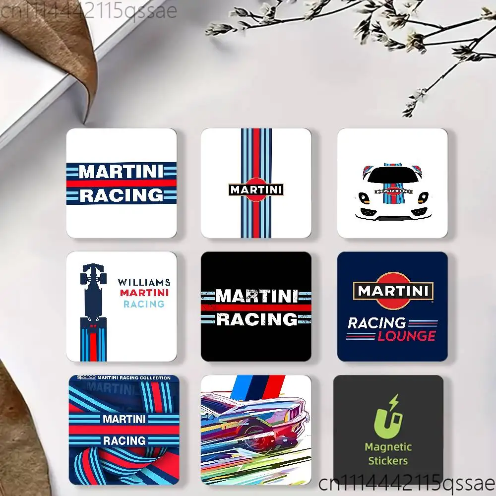 M-Martini-S Racing Livery Stripes Acrylic Refrigerator Magnets Square Sticker Kitchen Office Decor Creative Birthday Craft Gift