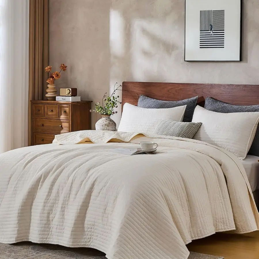 

Комплект постельного белья Queen Quilt с наволочками, винтажное стираное мягкое стеганое одеяло, тонкое легкое покрывало, накидка на кровать