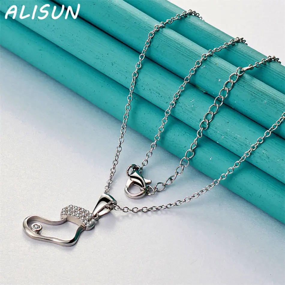 ALISUN 40-75cm 925 Sterling Silver Design Pendant Necklace For Women Men Anniversary Gift Popular Wild Fashion Romantic Jewelry