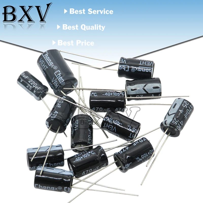 Electrolytic Capacitor 6.3V 16V 25V 35V 50V 63V 200V 400V 450V 10UF 22UF 47UF 100UF 220UF 330UF 470UF 1000UF 0.1UF 0.22UF BXV